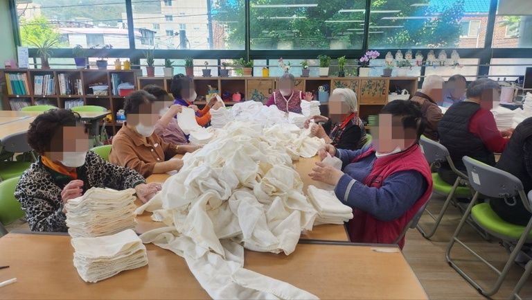 수건 개기  / 개나리 색칠 공부 